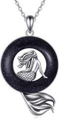 wholesale 925 Sterling Silver Blue Starry Sky Mermaid Pendant Necklaces Oceanic Gifts for Her-0-0
