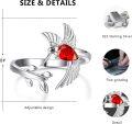 wholesale 925 Sterling Silver Birthstone Hummingbird Leaf Ring Adjustable Jewelry Gift-0-4