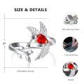 wholesale 925 Sterling Silver Birthstone Hummingbird Leaf Ring Adjustable Jewelry Gift-0-4