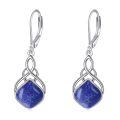 wholesale 925 Sterling Silver Drop Earrings Blue Moonstone Celtic Knot Platinum Plated For Women-0-47