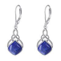 wholesale 925 Sterling Silver Moonstone Dangle Earrings Wholesale Celtic Knot Design-Lapis lazuli irish earrings