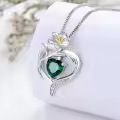 TOUPOP Sterling Silver & Birthstone Heart Birth Flower Pendant Necklace-0-4