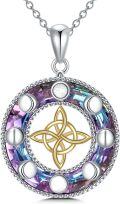 wholesale 925 Sterling Silver Rainbow Mystic Quartz Celtic Triquetra Star Pendant Necklace s for Women Girls-0-0