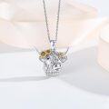 wholesale 925 Sterling Silver Cow Sunflower Pendant Necklace for Women Girls Gifts-0-2