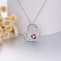 wholesale 925 Sterling Silver CZ Heart Birthstone Necklace for Women Anniversary Gift-0-1