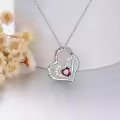wholesale 925 Sterling Silver CZ Heart Birthstone Necklace Wholesale for Women Anniversary Gift-0-1