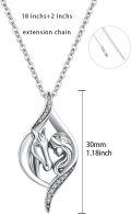 wholesale 925 Sterling Silver Horse and Girl Heart-Shaped Pendant Necklace for Women Girls Gifts for Mom Daughter Christmas Birthdays Graduations-0-4