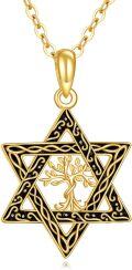 wholesale 14K Gold Cross in Star of David Pendant Necklace Judaica s for Men & Women-0-0