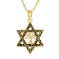 wholesale 14K Gold Cross in Star of David Pendant Necklace Wholesale Judaica s for Men & Women-0-0