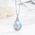 wholesale 925 Sterling Silver Teardrop Pet Cremation Jewelry with Dog and Flower Design - Keepsake Urn Necklace for Ashes-0-1