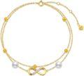 wholesale 14K Gold Freshwater Pearl Infinity Anklet for Women 8 10 -0-0