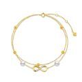 wholesale 14k Gold Infinity Pearl Double Layer Chain Anklet For Women-0-0