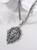 wholesale 925 Sterling Silver Lion Head Pendant Necklace for Men Women  45cm Chain Length-0-5
