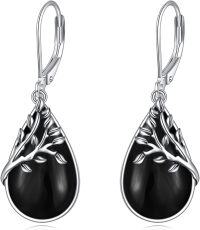 wholesale Sterling Silver Abalone Teardrop Dangle Leverback Earrings for Women Girls-ObsidianTree of Life Earrings