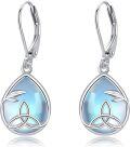 wholesale 925 Sterling Silver Teardrop Moonstone & Lapis Lazuli Tree of Life Drop Earrings-0-0