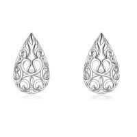 wholesale 925 Sterling Silver Rose Gold Plated Tear Drop Filigree Leverback Earrings with Natural Stone and Gemstones (Moonstone/Abalone/Turquoise)-Stud Filigree