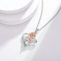wholesale 925 Sterling Silver with Rose Gold Accents and White Cubic Zirconia Pendant Necklaces for Women-0-2