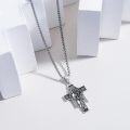 wholesale 925 Sterling Silver Cross Angel Pendant Necklace  Religious Protection Amulet Jewelry for Men-0-3