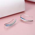 wholesale 925 Sterling Silver Opal Inlay Wave Design Ear Crawlers Vintage Earrings Gift for Women-0-2