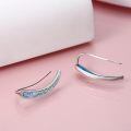 wholesale 925 Sterling Silver Opal Inlay Wave Design Ear Crawlers Vintage Earrings Gift for Women-0-2