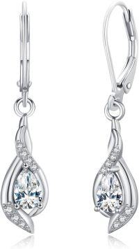 wholesale 925 Sterling Silver Teardrop Cubic Zirconia Infinity Dangle Drop Earrings for Women-Pear CZ