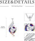 wholesale 925 Sterling Silver Phoenix Pendant Necklaces Colorful Crystal s for Her Birthdays Anniversaries Holidays-0-4