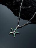 wholesale 925 Sterling Silver Abalone Starfish Pendant Necklace for Women-0-3