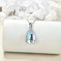 wholesale 925 Sterling Silver Teardrop Black Cat with Star and Branches on Blue Opalite Crescent Moon Pendant Necklace-0-2