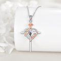 wholesale Sterling Silver Birthstones Rose Cross Heart Crucifix Pendant Necklace for Women-0-59