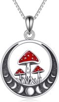 wholesale 925 Sterling Silver Red Toadstool Mushroom Pendant Necklace for Women-0-0