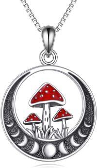 wholesale 925 Sterling Silver Red Toadstool Mushroom Pendant Necklace for Women-Mushroom-1