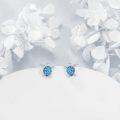 wholesale 925 Sterling Silver Turtle Stud Earrings with Blue Opal Inlay Cute Animal s for Women-0-2