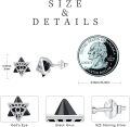 wholesale 925 Sterling Silver Black Onyx Triangle Eye of Providence Stud Earrings-0-3