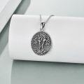 wholesale 925 Sterling Silver Celtic Knot Tree of Life Pendant Necklace with Blackened Finish and Antler Design-0-2
