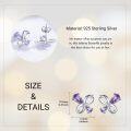 wholesale 925 Sterling Silver Purple Crystal Butterfly Stud Earrings for Women Girls Hypoallergenic  4PCs Set-0-1