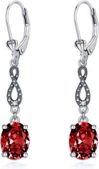 wholesale 925 Sterling Silver Birthstone Crystal Infinity Love Leverback Earrings Mother s Day Gift-Red
