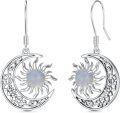 wholesale 925 Sterling Silver Rainbow Moonstone Celestial Drop Earrings-0-0