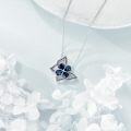 wholesale 925 Sterling Silver Blue Crystal Flower Pendant Necklace for Women Girls Gifts-0-3