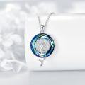 wholesale 925 Sterling Silver Mermaid Pendant with Blue Swarovski Crystals and Chain for Women-0-3