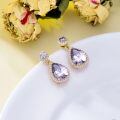 wholesale 925 Sterling Silver Teardrop Amethyst Earrings With Cz Accents-0-2