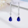 wholesale 925 Sterling Silver Blue Austrian Crystal Pear Drop Leverback Earrings for Women's Gifts-0-21
