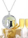 wholesale 925 Sterling Silver Cat On Moon Pendant Necklace-0-18