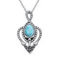 wholesale 925 Sterling Silver Anchor Pendant Necklace With Pear Shaped Larimar Stone For Women-0-0