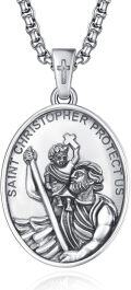 wholesale 925 Sterling Silver St Christopher Protect Us Pendant & 3+2 Extender Chain for Men Women -0-0