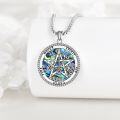 wholesale 925 Sterling Silver Abalone Shell Pentagram Compass Pendant Necklace  for Women-0-1