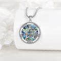 wholesale 925 Sterling Silver Abalone Shell Pentagram Compass Pendant Necklace  for Women-0-1