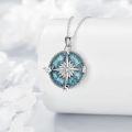 wholesale 925 Sterling Silver Turquoise Created Opal Compass Pendant Necklace for Women and Men-0-4