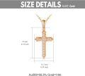 wholesale 14K Gold Cubic Zirconia Cross Pendant Necklace for Women 28cm Long Chain-0-1