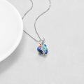 wholesale 925 Sterling Silver Blue Crystal Love You Butterfly Pendant Necklace Christian Gifts for Women-0-4
