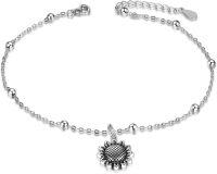 wholesale 925 Sterling Silver Charm Bracelet w/ Sunflower & Butterfly Pendant-sunflower beads bracelet